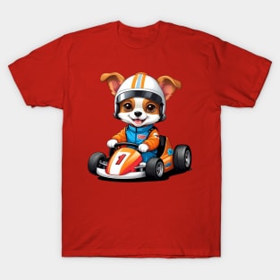 Cute Dog in Race Car Illustration T-Shirt